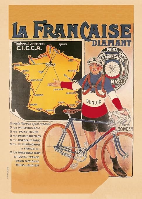 Vintage Cyclisme Tour De France 1925 Poster Reproduction Sur 250 G M Brillant A3 Art Carte Amazon Fr Cuisine Maison