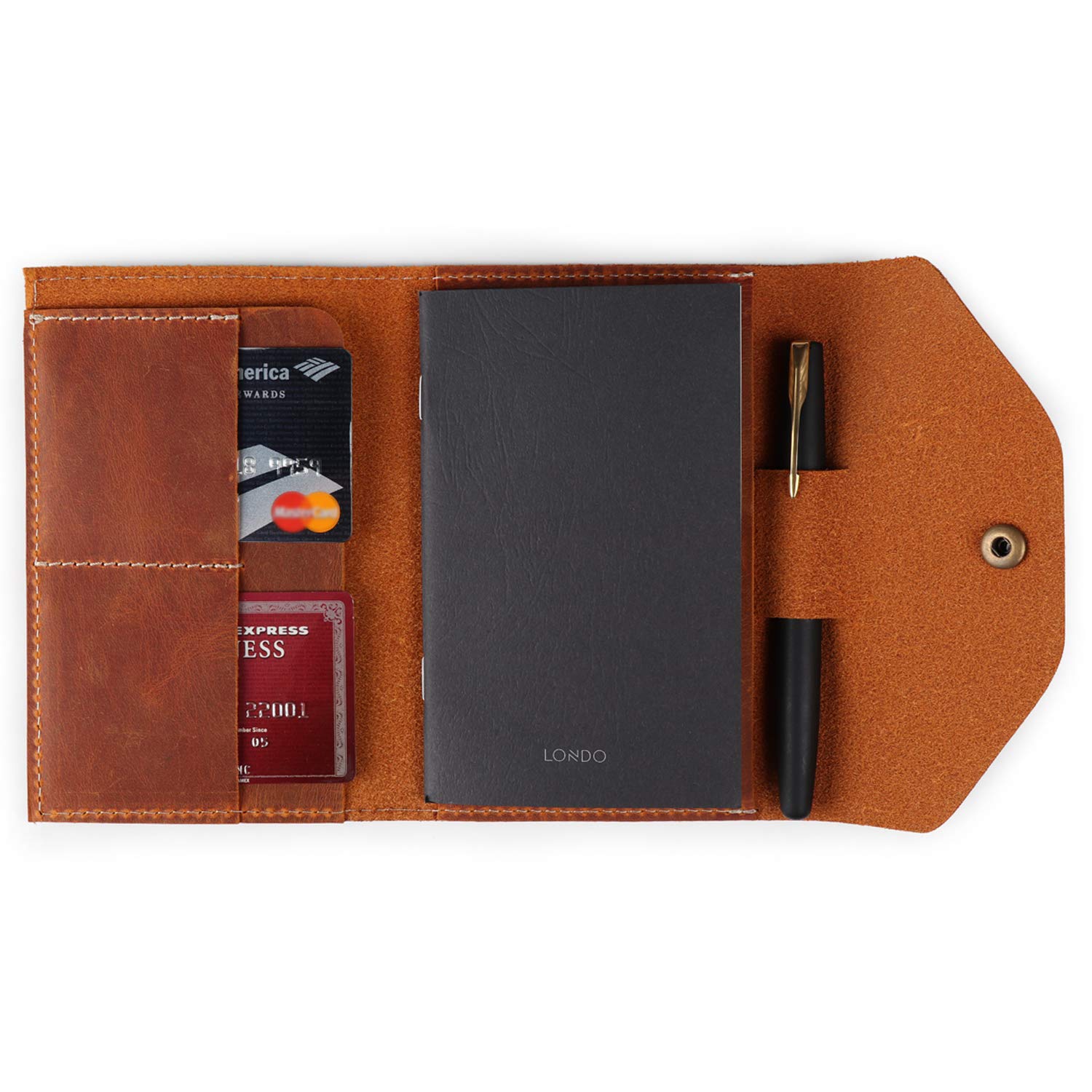 LONDO Genuine Leather Portfolio with Notepad and Snap Closure (Camel, Small), OTTO410
