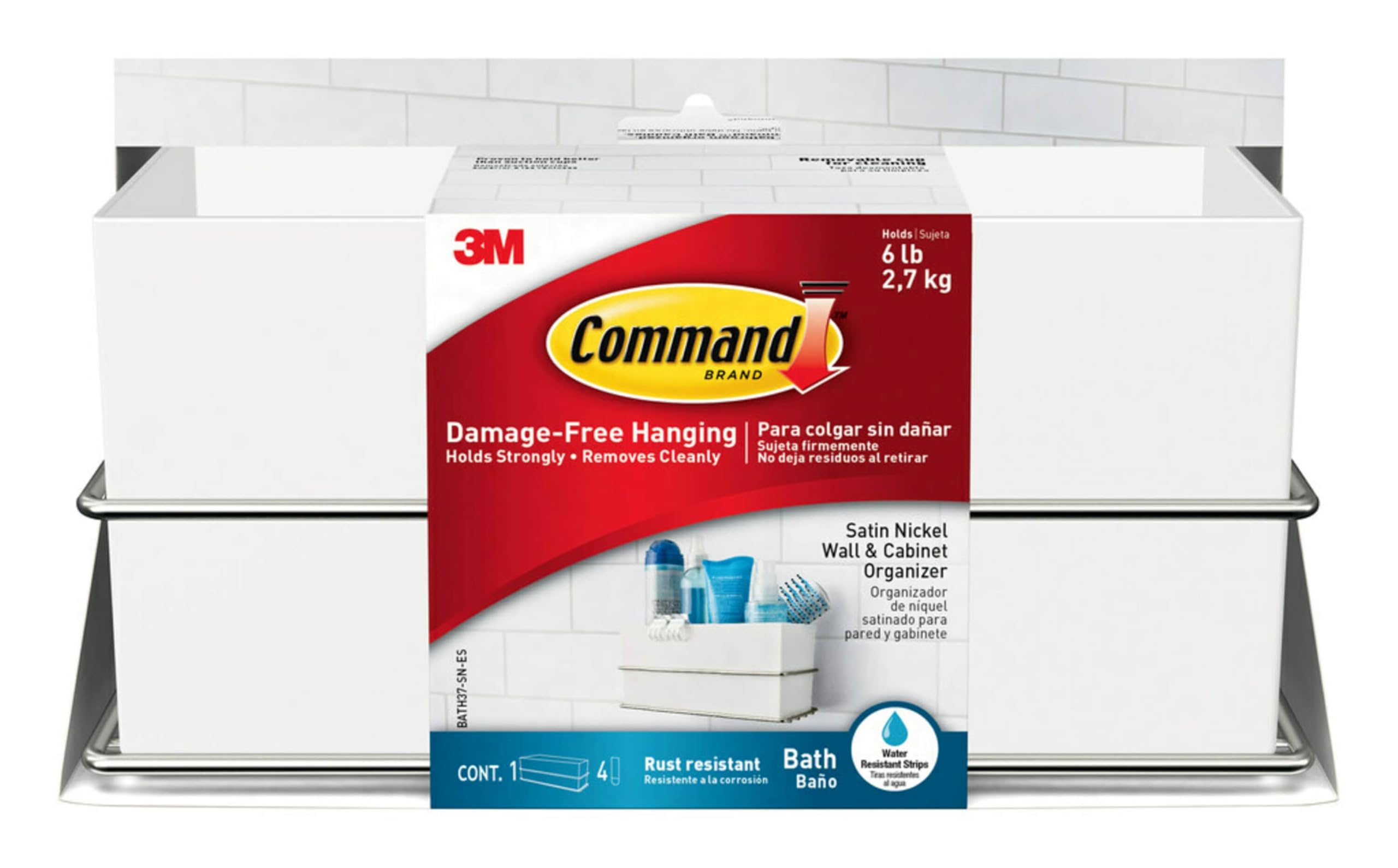 Command Wall and Cabinet Organizer, Satin Nickel, 0.13 cm x 0.11 cm x 0.24 cm