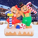 Spinosaurus 6 FT Christmas Inflatable Outdoor Decoration,Blow Up Gingerbread Man Couple Hand in Hand with LEDs & Candy Cane Xmas Garden,Lawn,Yard Decor