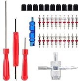 Valve Stem Removal Tool - 20Pcs Valve Cores, 10Pcs Tire Valve Caps, 4-Way Valve Tool, Valve Core Remover Tool By ZHSMS(35 PCS)