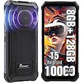 FOSSIBOT F110L 8GB+128GB +2TB Rugged CallPhone Unlocked,10000mAh Android 15 Smartphone,128dB Loud Volume Phone, 6.745" 50MP Camera Waterproof Phone Dual SIM/Camping Light (2026 Black)