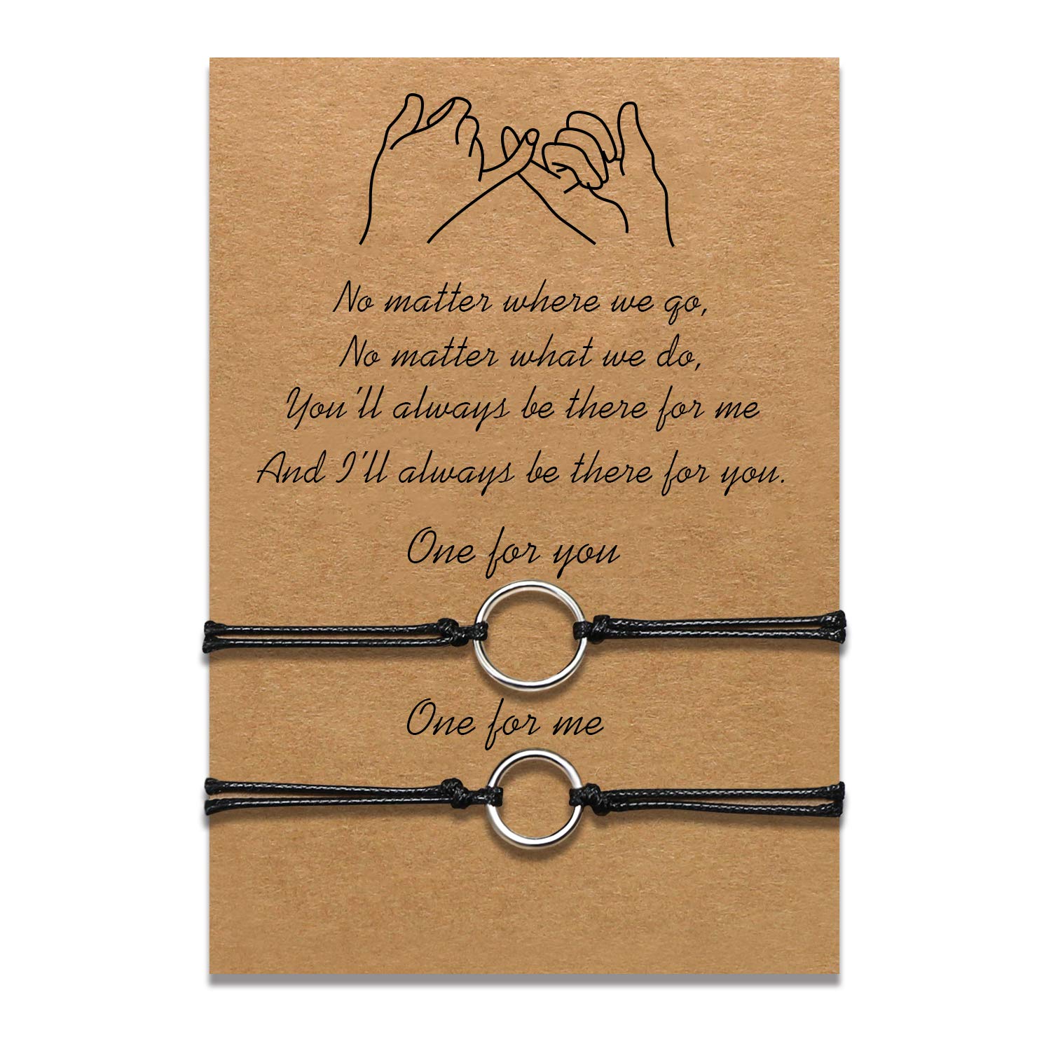 uwows 2pcs Couple Bracelets String Rope Promise Long Distance Matching Bracelet Jewelry Gift for Valentine's Day,Anniversary (Rings)