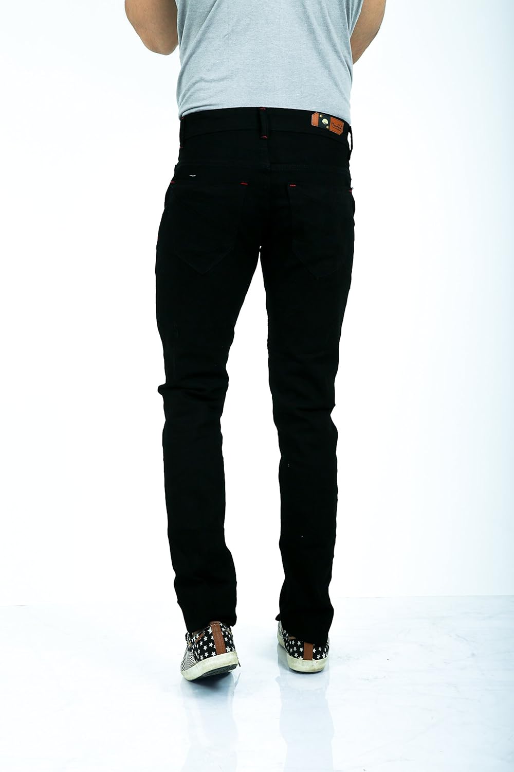 moudlin black polo fit stretch jeans for men by maruti online