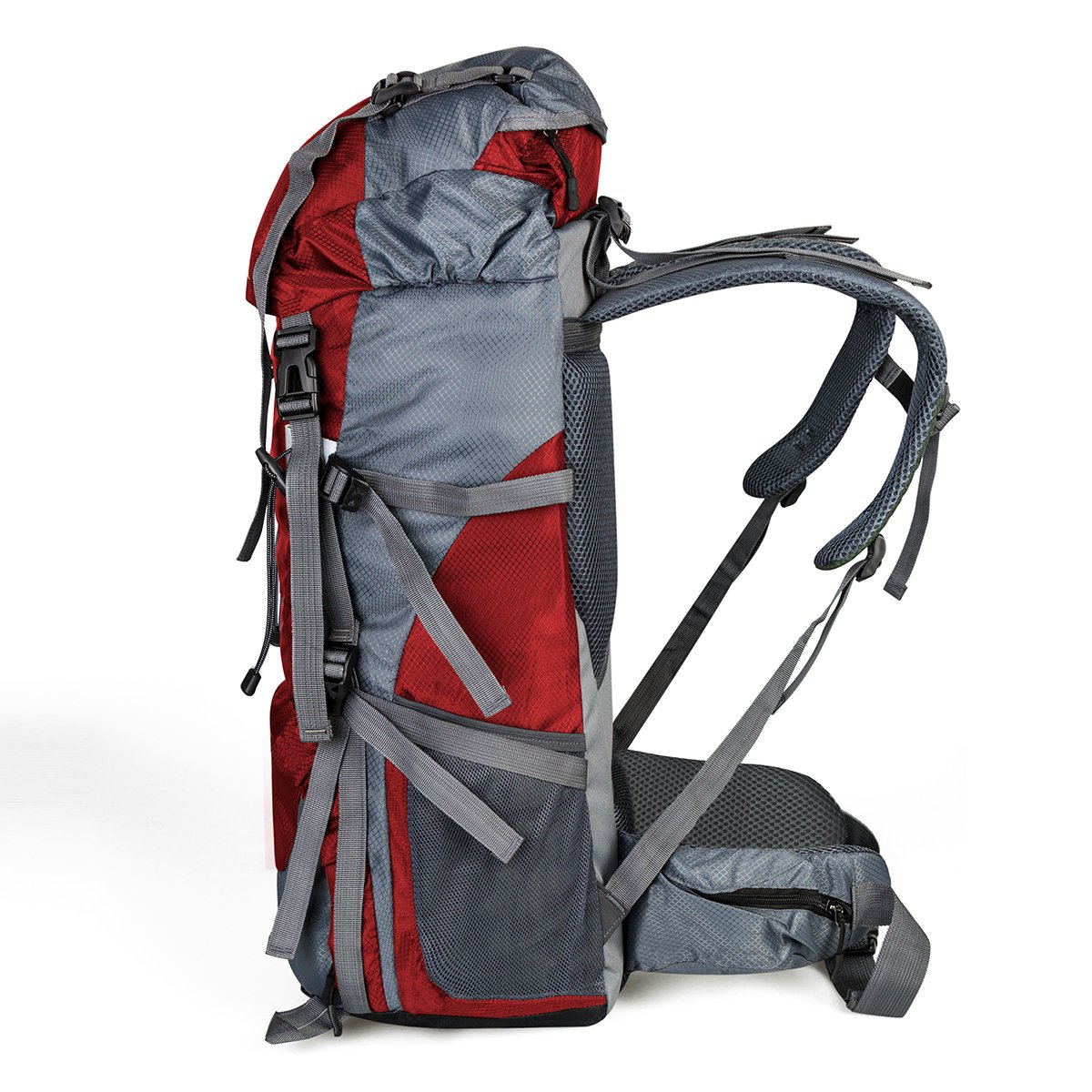 60+5L Water Resistant Hiking Backpack Outdoor Bag for Camping Climbing Mountaineering Travel Daypack Size 12.2\'\'x 9.8\'\'x 29.9\'\' (Red)