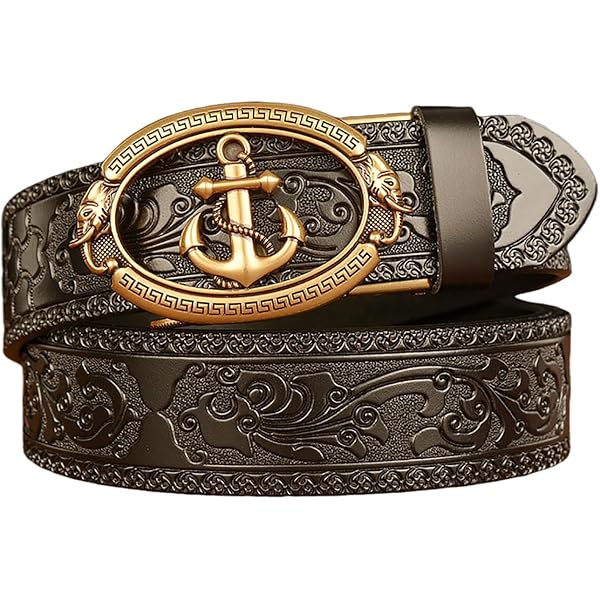 Mens Belts Leather, Western Cowboy Belt For Men With Wolf Head Pattern Alloy Decorative Buckle Retro Belt,Black,100CM/39.4
