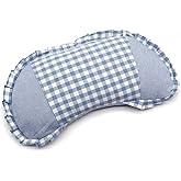 Edomi Buckwheat Hulls Pillows for Sleeping Small Cervical Pillow with Washable Cover Moon Shaped Cooling Pillow Neck Support for Side and Back Sleeper (22x12 inch, Blue)