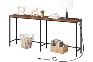 HOOBRO 180 cm Console Table with 2 Power Outlets and 2 USB Ports, Extra Long Entryway Table with Charging Station, Narrow Sof