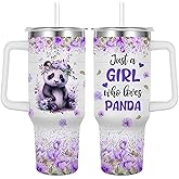 Jiaazerd Panda Tumbler for Panda Lover,40 oz Panda Insulated Water Bottle with Handle Straw Covers Cup with Lid (Color 2)