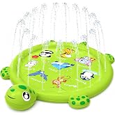 67" Turtle Splash Pad for Toddlers 1-3, Inflatable Sprinkler &amp; Kiddie Pool, Foldable Outdoor Water Play Mat, Dog-Friendly Summer Toy for Kids Ages 1-8, Backyard Lawn Birthday Gift