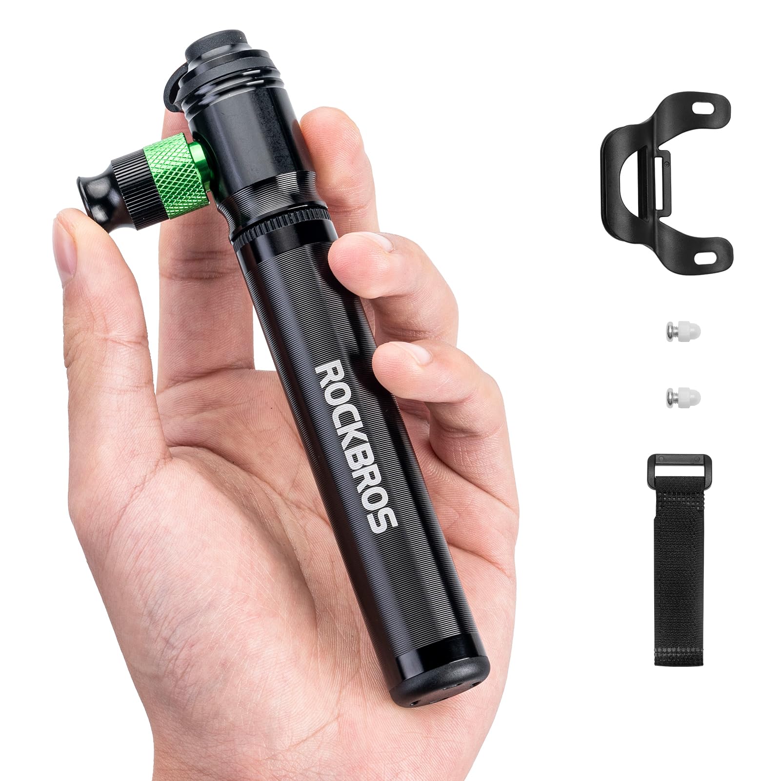 Photo 1 of ROCKBROS Mini Bike Pump 110PSI Hand Pump and CO2 Inflator Dual Purpose Presta and Schrader Valve Compatible Bicycle Tire Pump for Road and Mountain Bikes Insulated Sleeve - No CO2 Cartridges Included