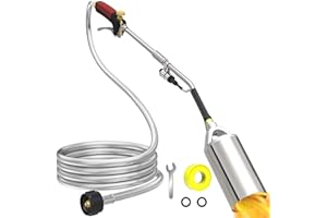 ACOVER Propane Torch Weed Burner Kit, High Output 1,800,000 BTU with 10FT Weave Hose,Heavy Duty Torch with Flame Control and Turbo Trigger Push Button Igniter For Ice Snow Road,Weeding,Asphalt,Road Marking