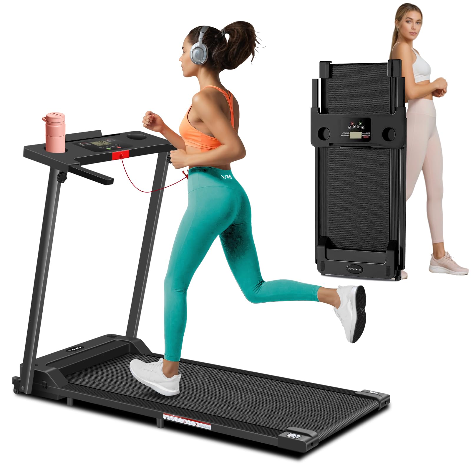 Photo 1 of Treadmill with Handles, 2025 Upgraded Small Treadmill Home, Portable Electric Treadmills for Home 300 lbs Weight Capacity,Walking Pad Treadmill,Lightweight Folding Foldable Treadmill with LED Display