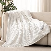 Reaks Electric Heated Throw Blanket, Silky Soft Flannel & Sherpa Heating Blanket Throw with 5 Heat Levels & 3 Hours Auto Off, Warm Gifts for Women Mom Grandma, ETL Certified (50x60 inches, White)