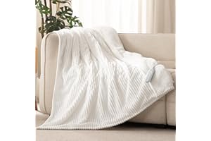 Reaks Electric Heated Throw Blanket, Silky Soft Flannel & Sherpa Heating Blanket Throw with 5 Heat Levels & 3 Hours Auto Off, Warm Gifts for Women Mom Grandma, ETL Certified (50x60 inches, White)