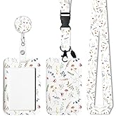 Flower ID Badge Holder with Breakaway Lanyard, Retractable Badge Reel,Lanyards for Id Badges,Work Name Tag Breakaway Lanyard ID Card Protector Case for Teacher Nurse Work Office