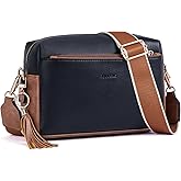 Roulens Triple Zip Small Crossbody Bag for women,Wide Strap Cell Phone Purse Shoulder Handbag Wallet with Credit Card Slots | Triple Zip, Small, Wide Strap