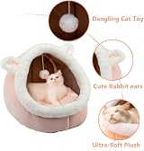 Dtopsun Rabbit Shaped Cat Bed Indoor with Anti-Slip Bottom Small Dog Cave view 4