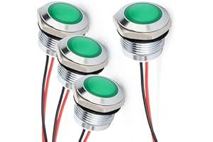 Gebildet 4pcs 110V 20mA Energy Saving Indicator Metal Indicator Lamp Waterproof Signal Lamp Hole Size 16mm Green LED (Spherical Surface Head)