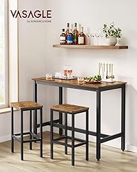 VASAGLE Bar Table Set, with 2 Bar Stools, Dining