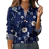 Zeagoo Womens Button Down Shirt Long Sleeve Blouse Business Work Tops Dressy Casual Floral Printed Outfits with Pocket