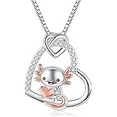 JERWLI Ladybug/Hummingbird/Sloth/Guinea Pig/Axolotl/Kiwi Bird/Ant Necklace 925 Sterling Silver Animal Pendant Jewelry Gifts for Women