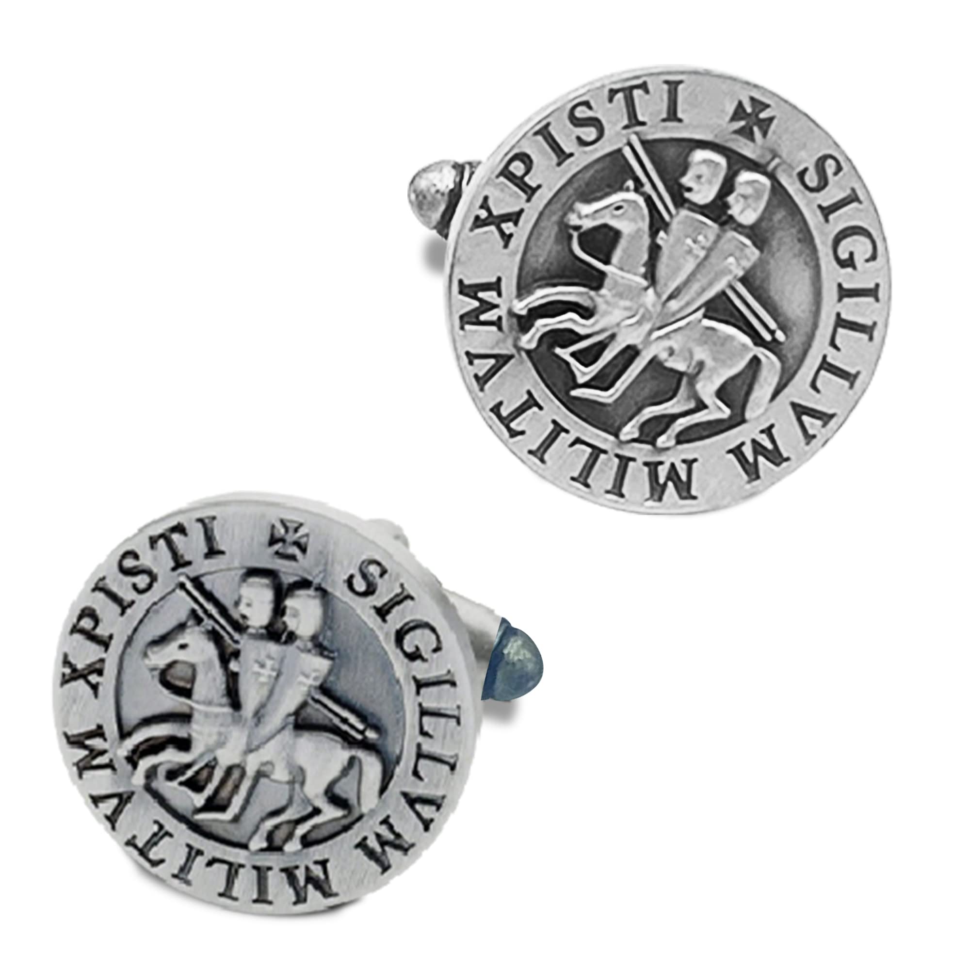 THE MASONIC COLLECTION - Knights Templar Silver Round Seal Cufflinks - Silver Plated - Freemason Gift For Men