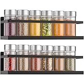 VANPET Magnetic Spice Rack for Refrigerator, Magnetic Fridge Shelf for Kitchen Spice Organizer, Spice Rack Wall Mount, Fridge Organizers and Storage (2, Black)