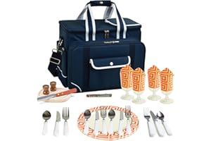 Picnic at Ascot- Original Insulated Picnic Cooler with Service for 4 - Designed & Assembled in The USA