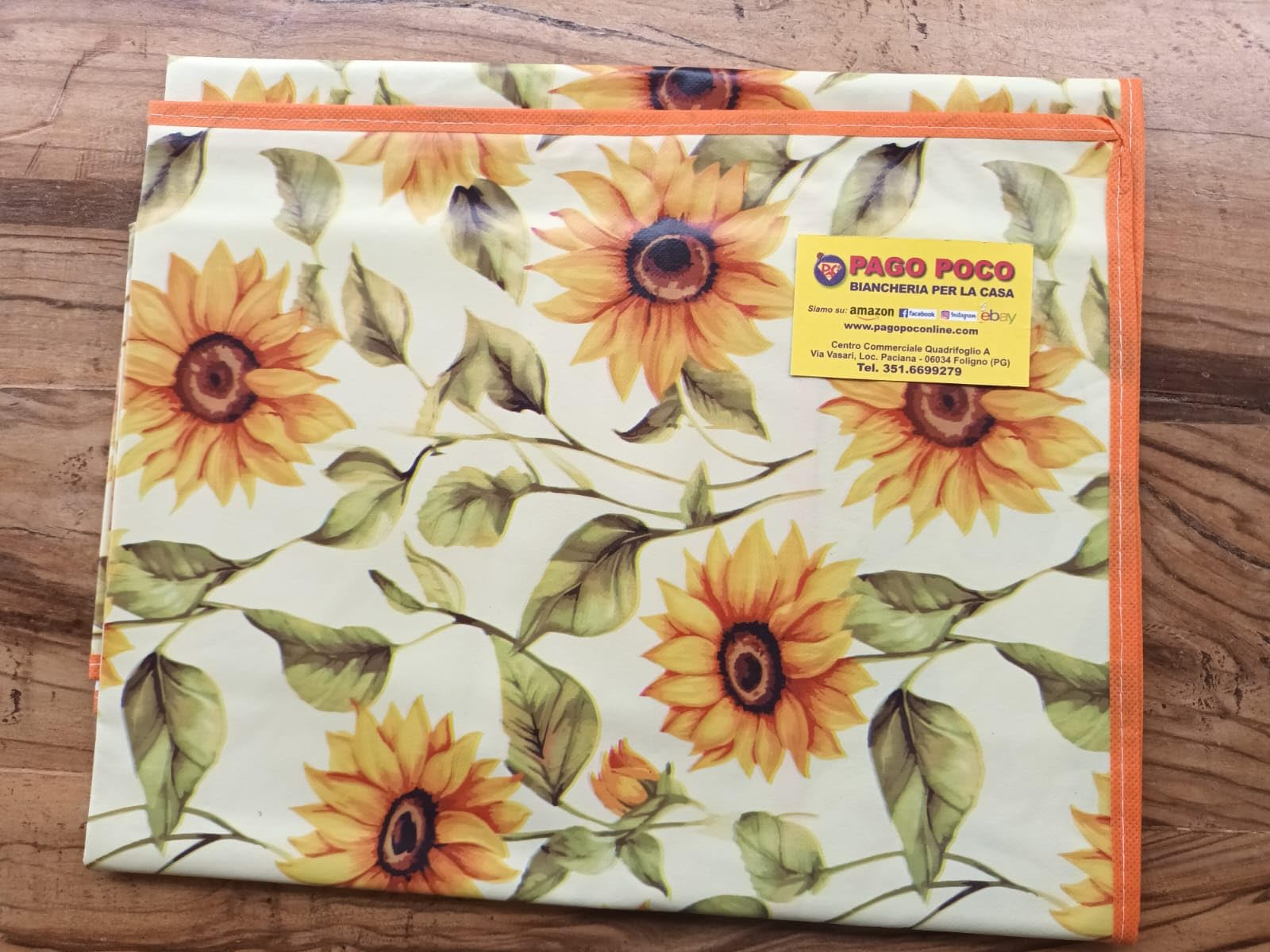 Pago Poco I pay little Rectangular Tablecloth in Plastic Sunflower Design MADE IN ITALY New for 2021!!!! (140x180)