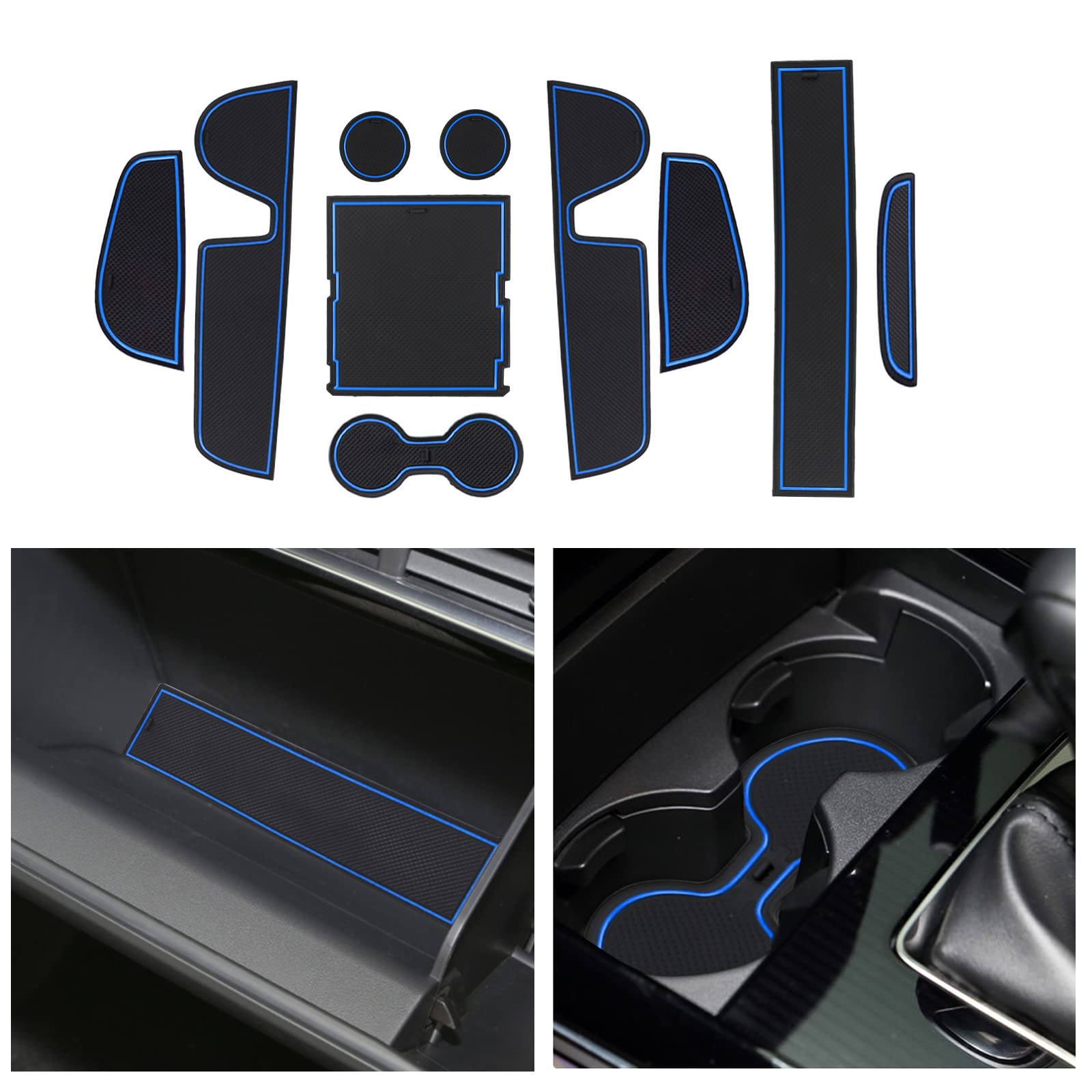 CDEFG for CX-30 CX30 Car Interior Door Slot Non-Slip Mats Anti Slip Cup Holder Mat Center Console Armrest Box Storage Pads (Blue)
