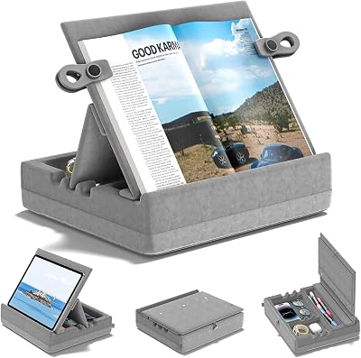 KDD Book Stand Holder Reading Pillow with Tray Multi-Angle 4.7-15 inch