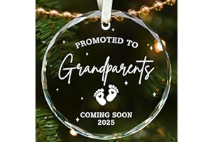 SUCHAGIFT Grandparents Gifts - First Time Grandparents Gifts - Grandma Gifts, Grandpa Gifts - Baby Pregnancy Announcement Ornament for New Grandma - Grandpa Grandma to Be Ornament - Glass Christmas Ornament