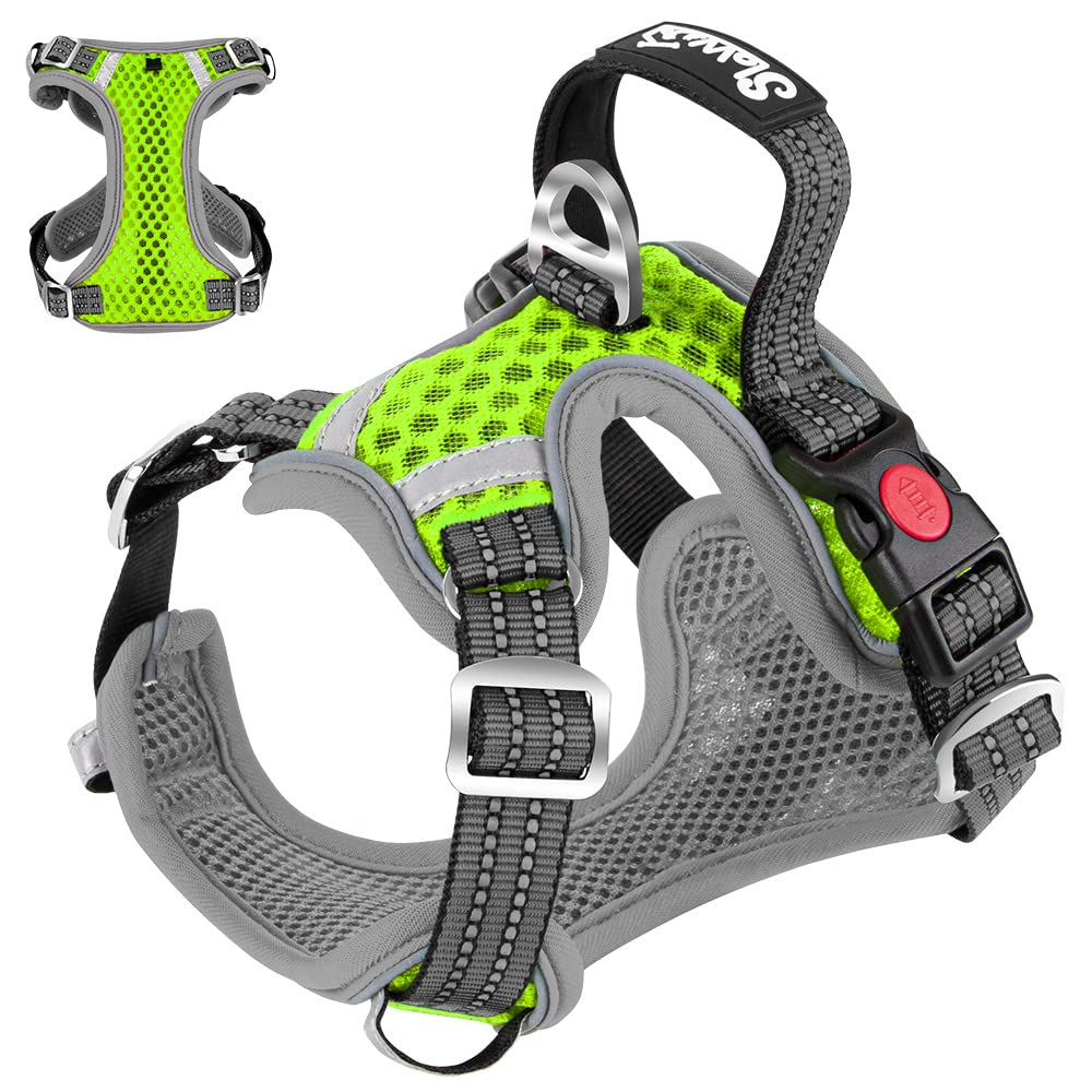 Eyein Dog Harness Large, Air Mesh Breathable Adjustable Reflective Vest, No Pull Escape Proof Sports Puppy Harness with Lockable Buckle & Padded Soft Handle for Training or Walking (Green,XL)