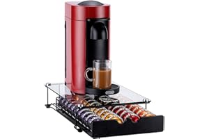 Rice rat Vertuo Capsule Holder Drawer for Nespresso With Glass For Cabinet Vertuoline Pod Storage Rack For Counter (Class-40 