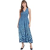 London Times Womens Women's Sleeveless V-Neck Midi Dress - Pleated A-line Skirt - Elegant Cocktail Wedding Guest Dress