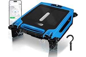 Cofiyard Solar Pool Skimmer, Pool Surface Cleaner Robot, Solar Powered & Rechargeable Battery, App Remote Control Pool Skimmer Robot for All Swimming Pool-Blue