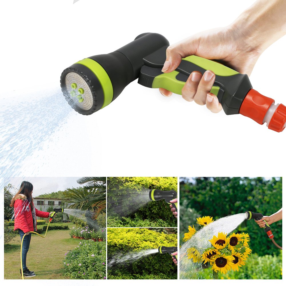 Garden Hose Nozzle, EVERTOP 4 Pattern Hand Sprayer Nozzles Water Spray Pistol with Quick Connectors for Lawn and Garden Watering …