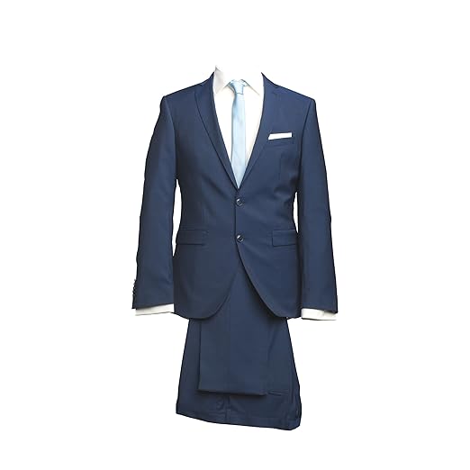 Barutti Anzug Sakko Savino Hose Santo Blau Uni Slim Fit Extra Schmal Seitenschlitze 100% Schurwolle Natural Stretch 8044