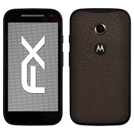 atFolix Skin kompatibel mit Motorola Moto E 2. Generation 2015, Designfolie Sticker (FX-Leather-Brown), Feine Leder-Struktur