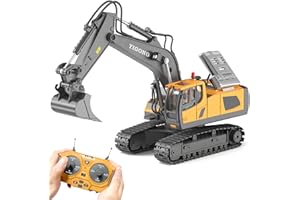 CHMYWJ RC Excavator Toy Remote Control Excavator USB Charging, 680 ° Rotation, Featuring Flashing Lights with Engine Sound Toy for Kids Christmas Birthday Gift