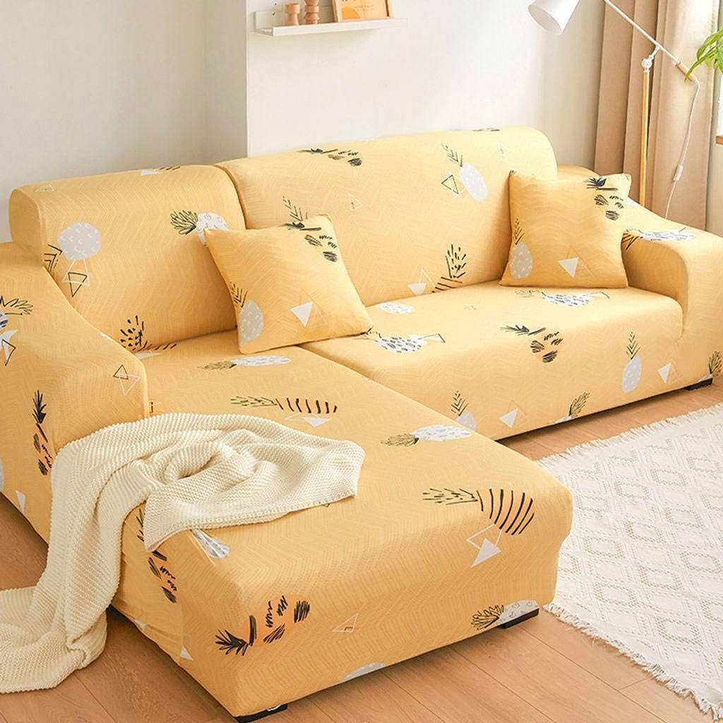 Stretch Sofa Cover,Anti-Slip Couch Cover Soft All Inclusive Slipcover Washable L-Shaped Chaise Lounge Sofa Protector Four Seasons Furniture Protector Sofa Slipcover 1 pcs-145-185cm(57-73inch)-M