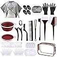 SOFYE Hair Dye Kit 30 PCS Hair Coloring Kit, Hair Dye Brush and Bowl Set with Tinting Bowl, Ear Cover, Gloves, DIY Salon Hair Painting Bleaching Tools (Brown)