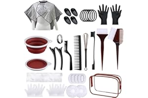 SOFYE Hair Dye Kit 30 PCS Hair Coloring Kit, Hair Dye Brush and Bowl Set with Tinting Bowl, Ear Cover, Gloves, DIY Salon Hair Painting Bleaching Tools (Brown)