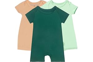 GUISBY Rayon Baby Pajamas, Short Sleeve Footless Rompers, Snap Closure Sleeper for Boy Girls