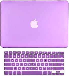 TOP CASE - 2 in 1 Signature Bundle Rubberized Hard Case + Keyboard Cover Compatible MacBook White Unibody 13" (A1342 / Oct 2009-2011) - Purple