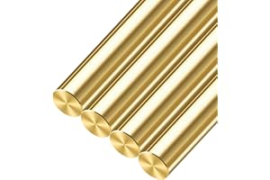 Kooca 1/4 inch Brass Rods; Diameter 1/4 inch, Length 12 inch; 4 Pcs for DIY Crafts, Knife Scale Pins, Hobby Modeling, and Solid Round Dowel Rivets.