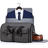 BAGSMART Garment Bags for Travel, Convertible Garment Duffle Bag Suit Bags for Men Women, 2 in 1 Garment Bags for Hanging Clothes, Carry On Duffle Bag with Shoe Compartment, Black