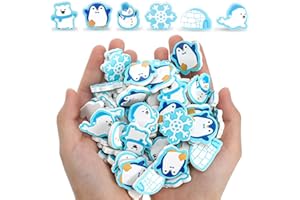Tenare 150 Pcs Mini Cartoon Erasers Bulk Assortment Winter Theme Erasers for Christmas Xmas Birthday Party Favors Goody Bag Filler Supplies(Polar Animals)