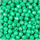 BeadTin Green Opaque 8mm Faceted Round Plastic Craft Beads (450pcs)